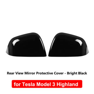 Carbon Fiber Car Rearview Mirror Cover For Tesla Model 3 Highland ABS Rear View Mirror Decorative Shell Auto Exterior Accessorie