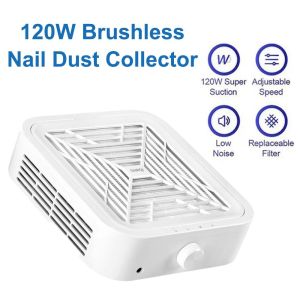 JUSTODO 120W Brushless Nail Dust Collector Powerful Suction High Suction Power Nail Dust Remover Adjustable Speed Nail Vacuum Cleaner for Manicure