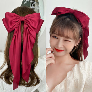 [YAN K] INS Korean Large Bow Hairpin Long Ribbon Elegant Hair Clip for Women Girls Hair Accessories