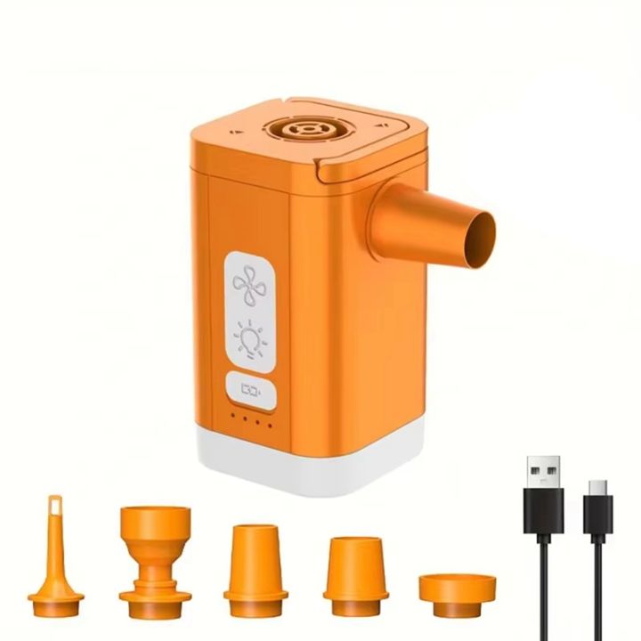 Pompa Ad Aria Elettrica Portatile Con Luce LED - Mini Pompa Ricaricabile Per Gonfiare E Sgonfiare (Materassini, Piscine, Sacchetti Sottovuoto) Con 5 Ugelli E Batteria 1600mAh