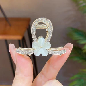 Opal Flower Hair Claw Feminine Back of Head Hair Clip Spring and Summer Exquisite Rhinestone Small Shark Clip