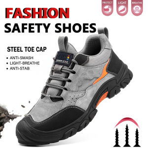 Steel Toe Mans Safety Shoes Anti-Puncture Mans Work Shoes Slip Resistant Reinforced Sole Sneaker Shoes Man Mens Safety Boots