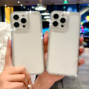 Glitter Bling Diamond Transparent Phone Case for iPhone 15 11 13 16 14 12 Pro Max shockproof Back Soft Cover