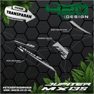 STRIPING TRANSPARAN VARIASI MOTOR JUPITER MX NEW 135 EXCITER MOTIF GARIS TERBARU - KODE SMX35-UV - 420 Design