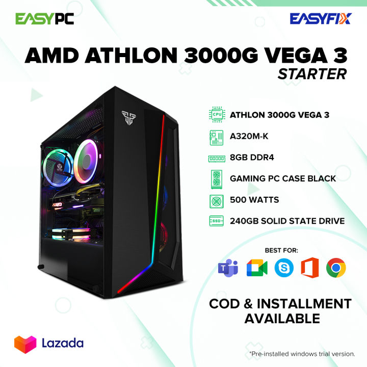 Easy AMD Athlon / Desktop Computer Set / A320M / 8GB / 240GB / 1-year ...