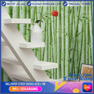 PROMO!! Wallpaper Stiker Dinding Motif Dan Karakter Premium Quality Size 45cm x 10m - Bambu Hijau GH067