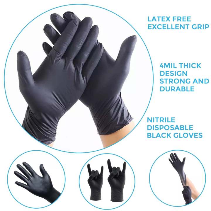 Super PPE Disposable Powder-free Black Nitrile Glove Hand