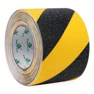 Extra-Large Anti-Slip Waterproof Tape 100mm x 10m - High Traction Grip for Stairs Bathrooms Pools & Office Use - Durable PVC Material Yellow & Black