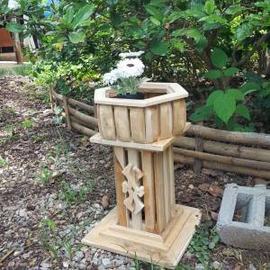 กระถางบัว กระถางไม้สัก กระถางวางต้นไม้ ที่วางกระถางบัว ที่วางกระถาง เก็บกระถาง วางดอกไม้ กระถางดอกไม้ แต่งสวน งานดิบไม่ทําสี wood teak wood