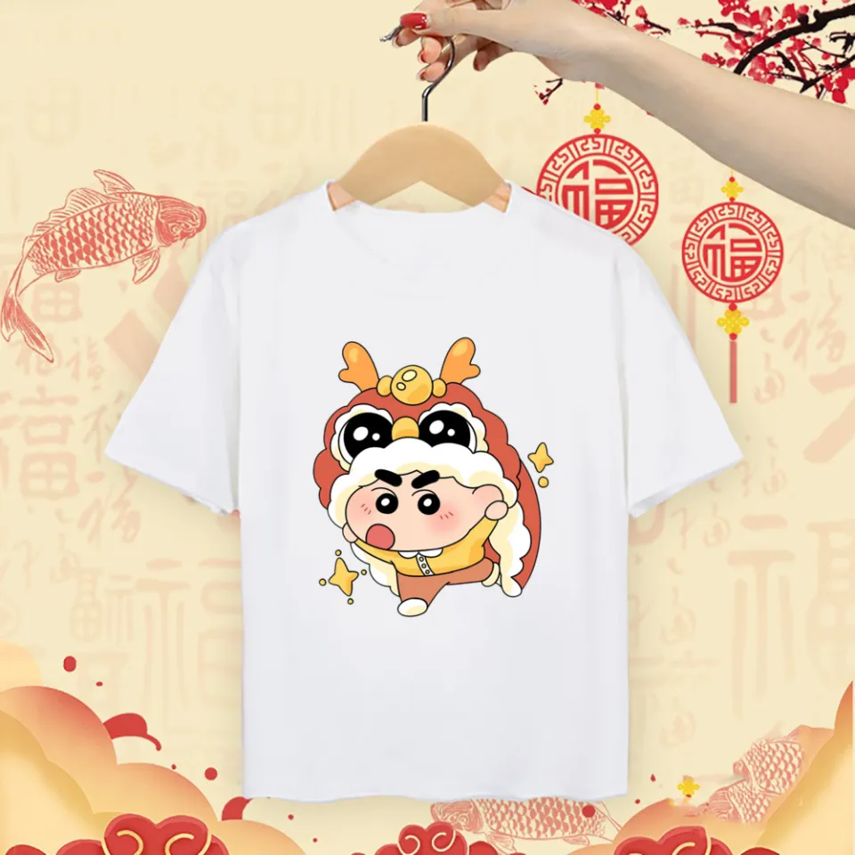 Children Short Sleeve Tshirt Fashion Unisex Crayon Shin-chan 舞狮 Kids  Clothing Soft Round Neck New Year Top Cny Kids Clothes Boy 2024 | Lazada  Singapore