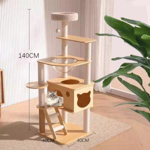 Cat Tree with Integrated Climbing Frame Small Apartment and Double Space Capsule for Play and Rest tree sturdy stable multy functional vertical capsule self entertained trim nails claw natural sisal apartment corner