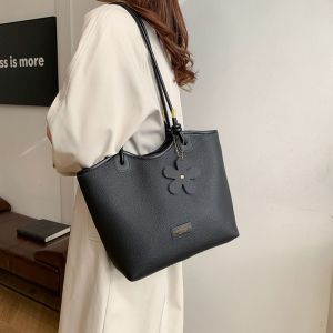COSE Retro Womens Shoulder Bag Large Capacity PU Leather Student Tote Bag All-Match Portable Single-shoulder Bag Student Class