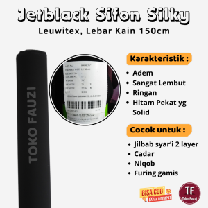 3m Kain Jetblack Super Hitam Pekat Leuwitex Bahan Abaya Gamis dan Hijab Syari Cocok untuk Pakaian Syari