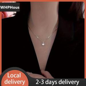[COD] WHPHous Ship within 24 hours Fashion 925 Sterling Silver Round Zircon Necklace Minimalist Style Charm Choker Pendant Party Gift For Womens Fine Jewelry