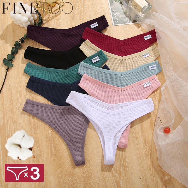 Finetoo Women Cotton Panties Comfortable Underwear Solid Color
