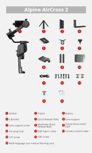 MOZA AirCross 2 ไม้กันสั่น 3 แกน พร้อมที่หนีบโทรศัพท์ + แผ่นยึดสำหรับกล้อง DSLR และ SmartPhone