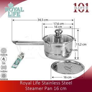 Royal Life Stainless Steamer Pan 16 cm / Panci Susu + Kukus