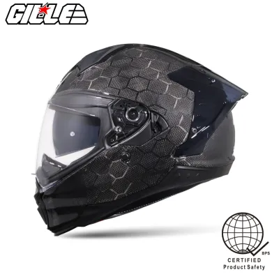 GILLE 873 CELESTE Snake Forged & 3K Carbon Dual Visor Full Face Motorcycle Helmet