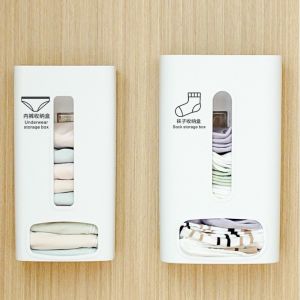 CANICECA Self Adhesive Underwear Storage Box Clear Window Wall-Mounted Panties Socks Organizer  Space-saving Closet Hanging Organizer Closet Organization