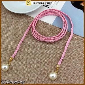 [Towering Pride] Sáng Tạo Mỏng PU Vành Đai Mô Phỏng Ngọc Trai Đàn Hồi Thắt Lưng Phụ Nữ Ăn Mặc Váy Trang Trí Món Quà Phụ Nữ Vành Đai