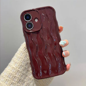 Glossy 3D Water Ripple Pattern Back Phone Case For iPhone 17 16 15 14 13 Pro Max INS Candy Shockproof Soft TPU Anti-drop Cover