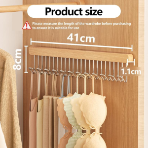 Pull Out Closet Hanger Wooden Pull Out Hook Rack Wardrobe Sliding Hooks Pull Out Belt Rack Hanger Rack Hanging Closet Multi-functional Bra Storage Hanger With 12 Hooke Slide Out Hanger Rack Wooden Hanging Rack For Closet