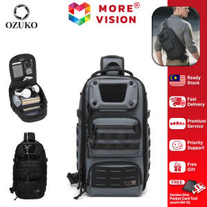 OZUKO Tactical Crossbody Bag Men Sling Waterproof Oxford Chest Pack MOLLE System Travel Multi Pocket Outdoor Shoulder