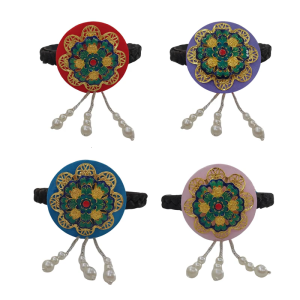 Blue Glaze Pearls Korean Hair Hoop Traditional Headband for Stage Shows and Ethnic Festivals Handmade Hair Accessories