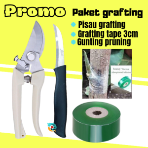 Paket Grafting Tape + Pisau Okulasi Lokal gagang hitam+Gunting dahan paket 3in1 Sambung Pucuk Cangkok