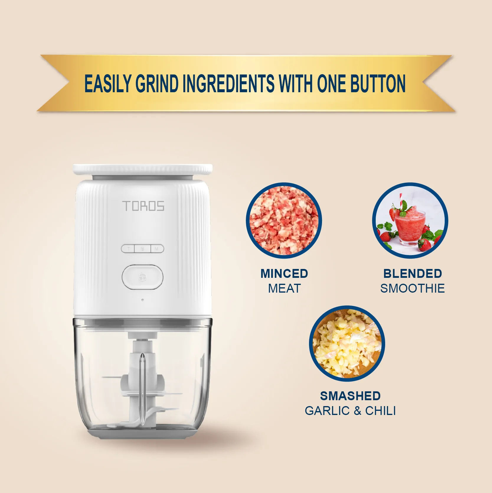 TOROS Portable Mini Blender Food Processor Grinder Garlic KWT13