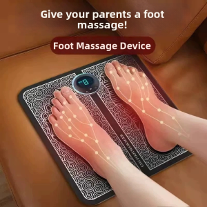 EMS Massage Foot Pad Foot Massager+Cervical Spine Massage Patch Massager MuscleNeck Pulse Massager Therapy Device Electrotherapy Pulse Therapy Device Neck Protection Device