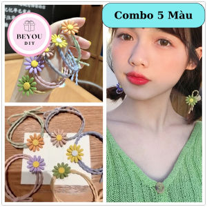 Combo 5 Dây Buộc Tóc Hoa Cúc Nhiều Màu Xinh Xắn Chun Cột Tóc Nữ Phong Cách Hàn Quốc – BEYOU pcs
