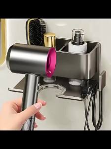 AE Hair dryer rack no-drill wall-mounted hair dryer storage bracket for bathroom