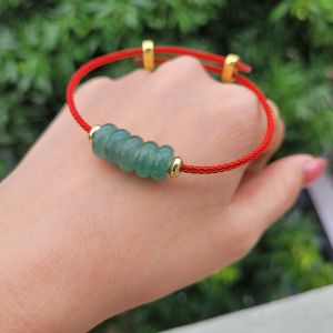 Q284 Vòng ngũ điếu Thạch Anh Dâu Xanh dây cáp Mộc và Hoả - Phong Thuỷ TUDO P