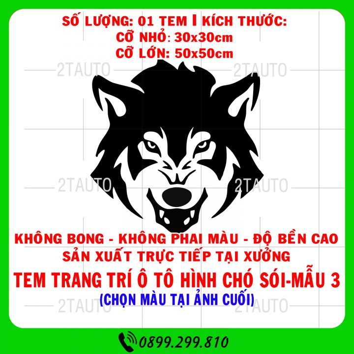 STICKER CHÓ SÓI, CON SÓI, TEM CON SÓI DÁN TRANG TRÍ Ô TÔ XE HƠI CỰC ...