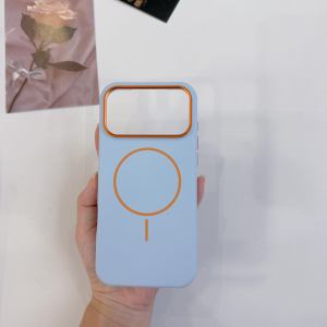 Magnetic Metal Lens Ring Bumper Phone Case For iPhone 18 17 Air 16 15 14 Plus Pro Max For Magsafe Skin Friendly Liquid Cover