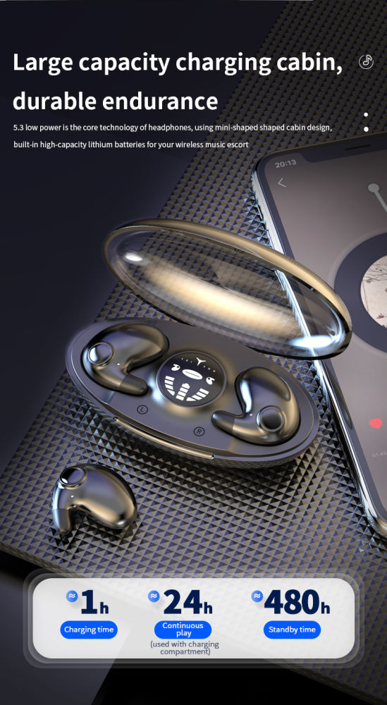 Bluetooth-Kopfhörer, kabellose In-Ear-Kopfhörer, ultradünne Mini-Ohrhörer zum Schlafen, HiFi-Klang, Geräuschunterdrückung_voghion.com