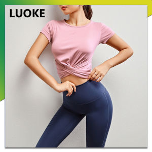 Luoke shirt for women korean Yoga suit short sleeve womens fitness suit quick dry belly button short casual top T shirt women