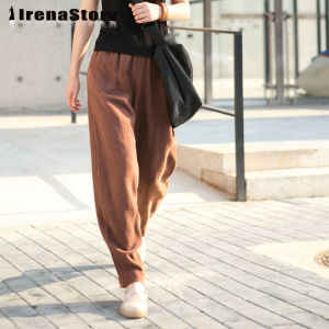 IRENASTORY Plus Size Pants for Women Cotton Slacks Elastic Waist High Waist Chinos Pants Loose Relaxed Casual Slacks