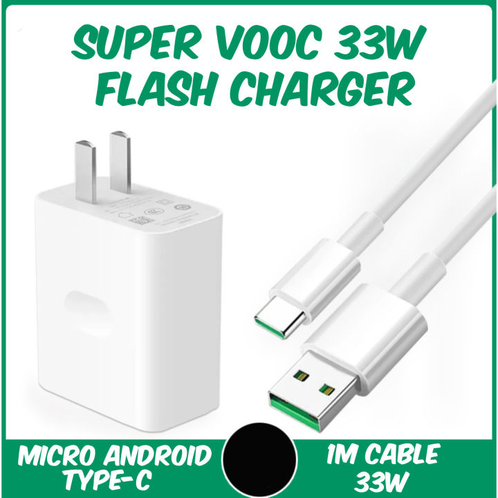 Oppo 33W Super Vooc Type-C And Micro Charger/Charging Cable/Fast ...