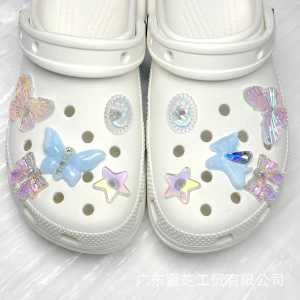 10Pcs Crocs Jibbitz Charms Blue Ice Tianma Colorful Butterfly Shoes Decorative Detachable Shoe Buckle for Crocs