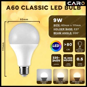 LED BULB E27 9W 12W 18W ENERGY SAVING SUPER BRIGHT LIGHT BULB LAMPU MENTOL 6500K / 4000K /3000K