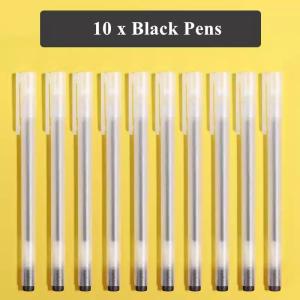 10pcs/set Gel Pen Transparent Black Ink Office School Writing Student Supplies Stationery