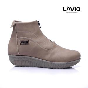 Sepatu Boots Casual Wanita Model Korea Resleting Terbaru Lavio Vanilla Best Quality Kekinian 2024