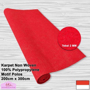 Karpet non woven lantai brudu bludru polos alas kasur duduk masjid mesjid mushola pameran panggung jumbo 200 cm x 300 cm - NMs