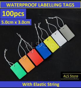 100Pcs Waterproof Label Price Tags with Elastic String for Jewelry Clothing Plant Labels - 5.0cm x 3.0cm