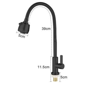 304 Faucet Swivel Flexible 360° Rotaiton Sprayer Black Single Cold kitchen Sink Faucet