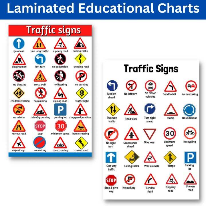 Laminated Road and Traffic Signs, Educational Charts for Kids, Learners ...