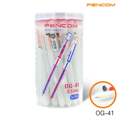 Pencom OG41-RD ปากกาหมึกน้ำมันแบบกดหมึกสีแดง(รับใบเสร็จรบกวนแจ้งในแชท)