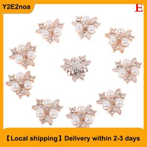 【Local shipping】 10PCS Pearl Flower Rhinestone Buttons Sparkling Crystal Hairpins DIY Crafts